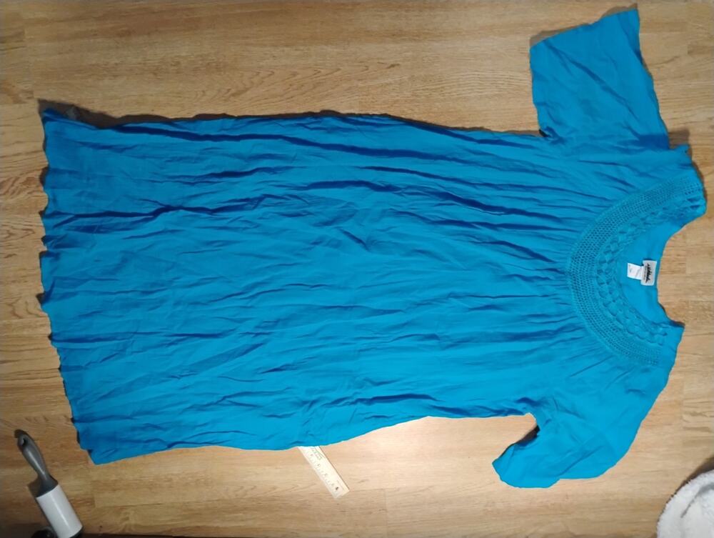 Women's Blue Round Neck Midi Sheath Dress Size Large